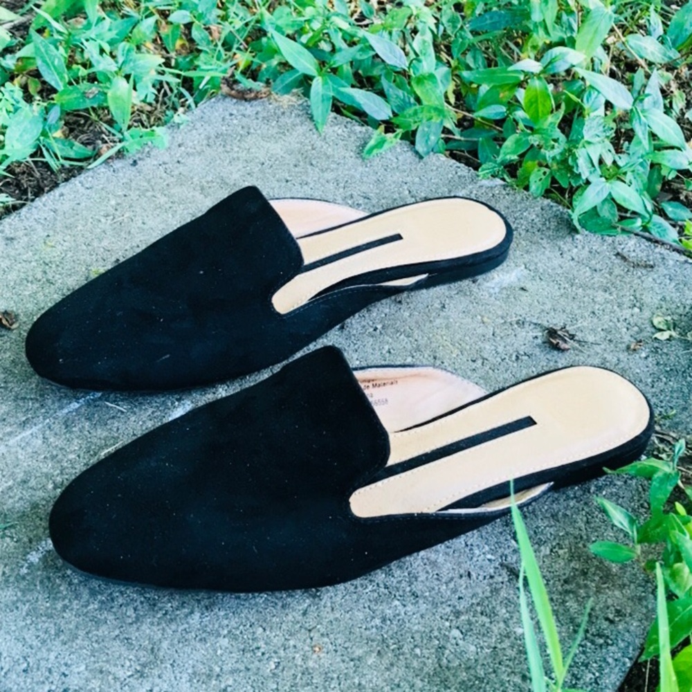 Black mules/slip on loafers